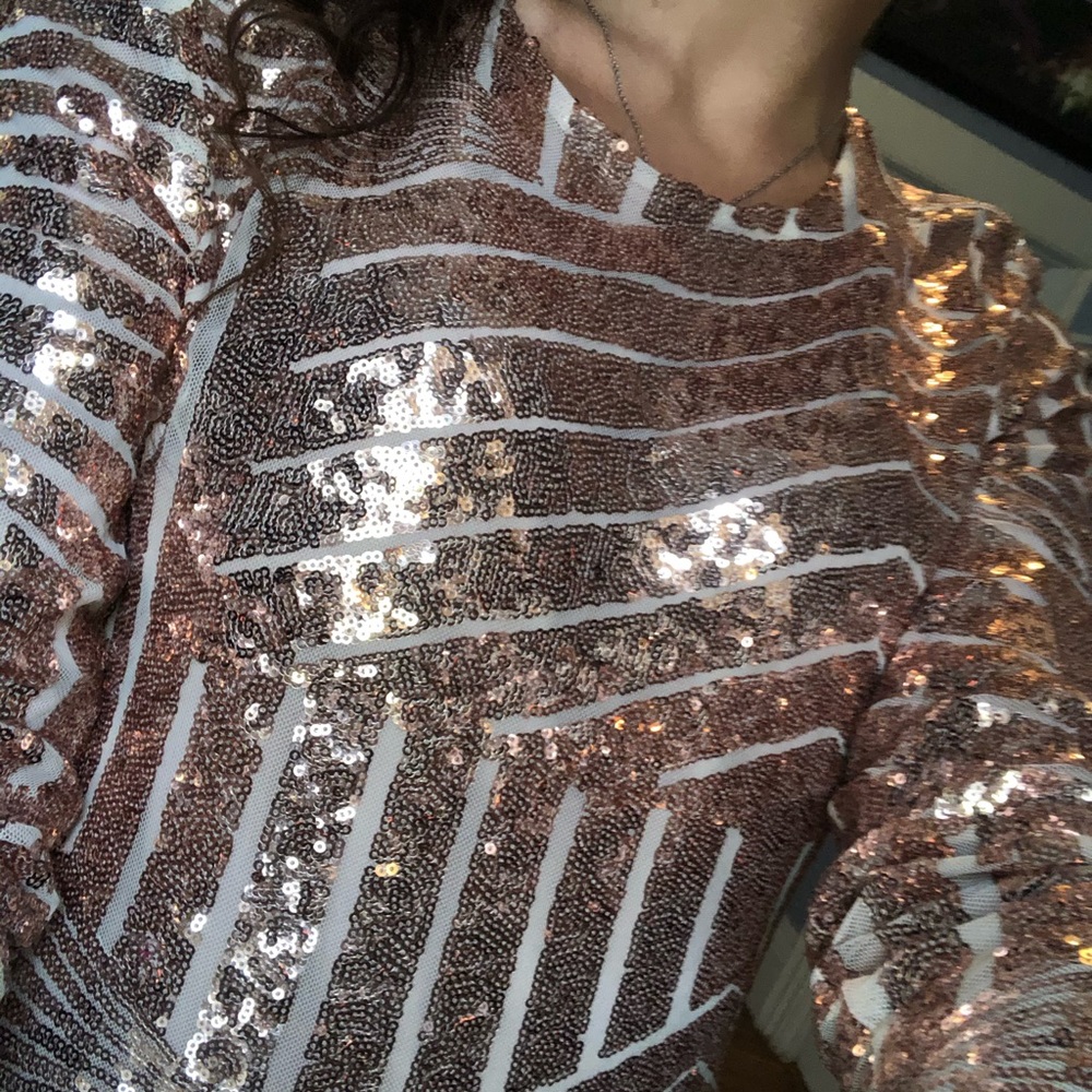Sequin rose gold mini dress - Picture 7 of 11